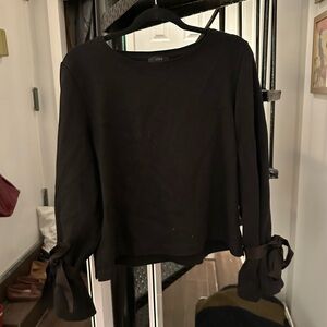 J. Crew Black Sweatshirt with Bow Sleeves